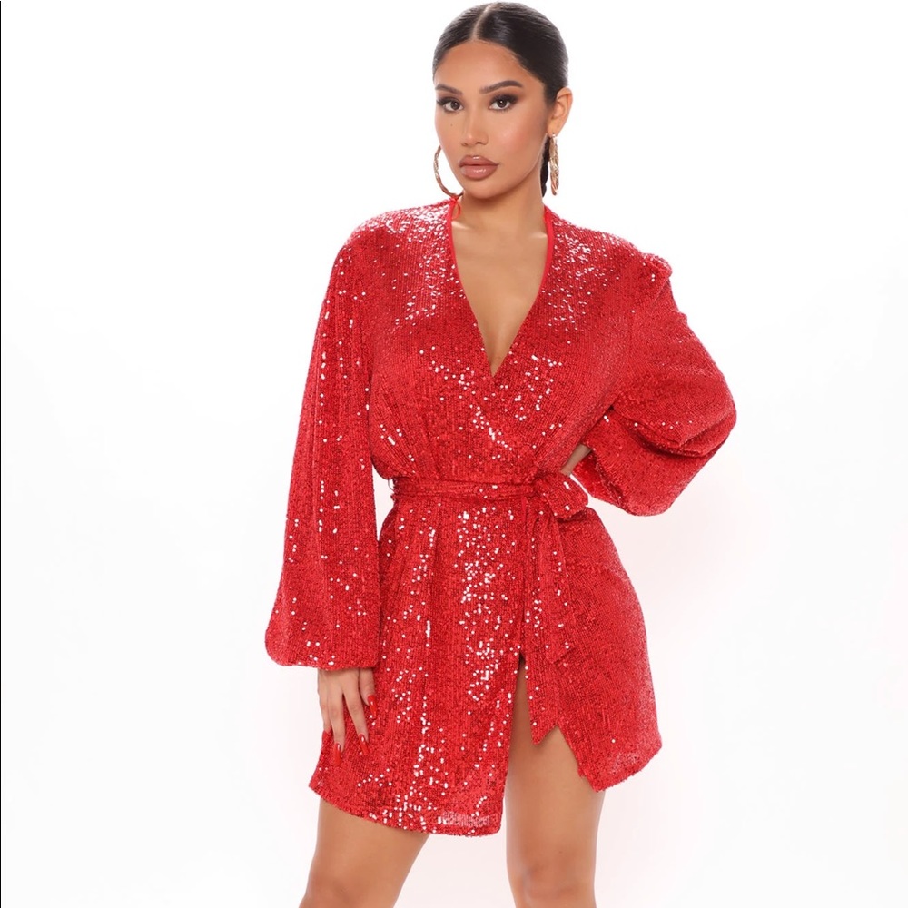 ❤️ “Show stopper” red sequined mini dress fashion nova❤️
